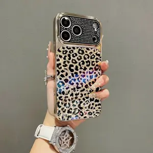 Cute Leopard Print Protective Case For iPhone 17 16 15 14 13 Pro Max Air Stylish Animal Pattern Shockproof Back Coque