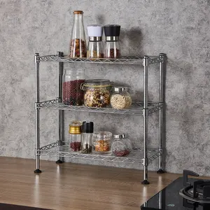 Space Saving 3-Tier UltraZinc Metal Wire Cabinet Countertop Organizer, Rust Resistant Adjustable Wire Storage Shelving Rack With Leveling Feet For Home Kitchen Pantry Bathroom Small Goods Storage