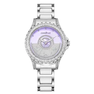 Fashionable women's watch, designer style, dreamy rotating dial, with a rotating design and embedded crystal stones. A fashionable watch suitable for ladies to wear. Quartz watch， waterproof function.
