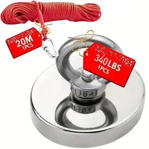 Fishing Strong Magnet Kit 500lbs Strength, Durable Magnetic Design with 65ft Rope & Handle, Ideal for Retrieving Lost Gear