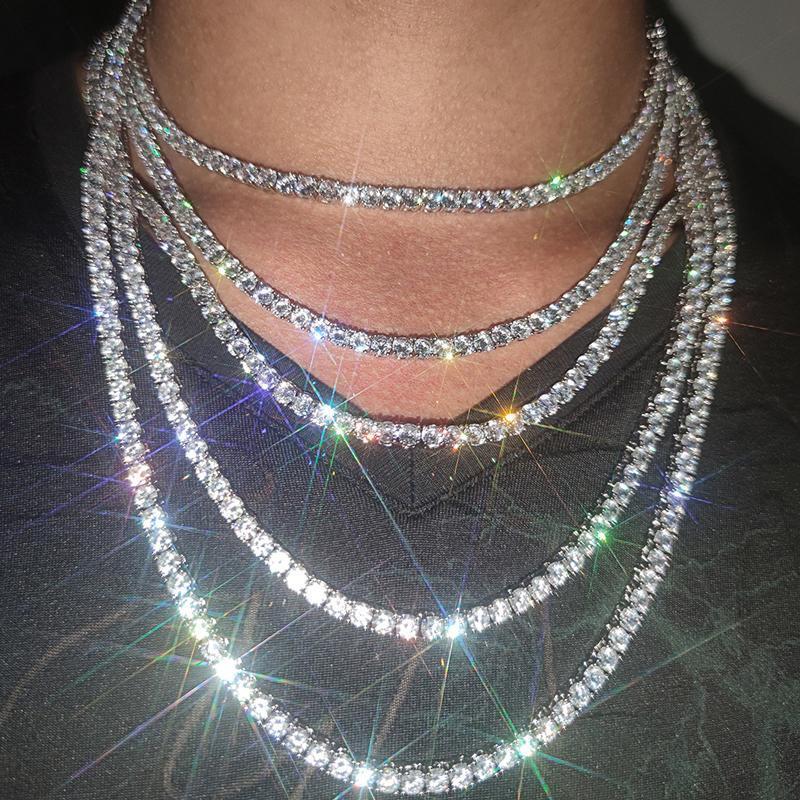 [Tennis Chain] Premium Unisex Moissanite Tennis Necklace for Men Original 925 Sterling Silver Hip Hop Tennis Bracelets for Women