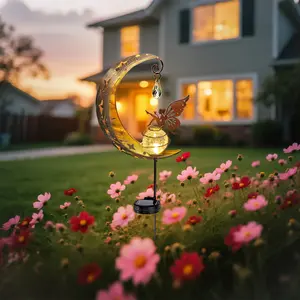 Elegant LED Garden Stake Light, Decorative Garden Lights, Cracked Glass Ball Metal Ground Lamp, Outdoor Lighting for Backyard, Deck, Pathway, Lawn, Porch