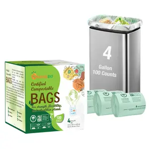 OrangeBio® 4 Gallon Compostable Small Bin Liners, 100 Count, BPI Certified, TÜV OK Compost HOME