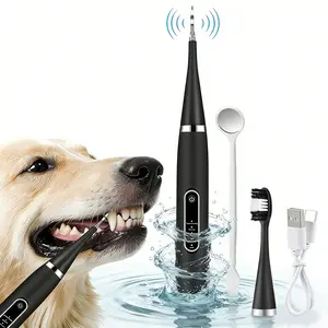 Dog Ultrasonic Tooth Cleaner, Electric Teeth Cleaning Kit with 5 Modes, Safe IPX6 Waterproof Oral Care Tool Toothbrush for Pets Cats