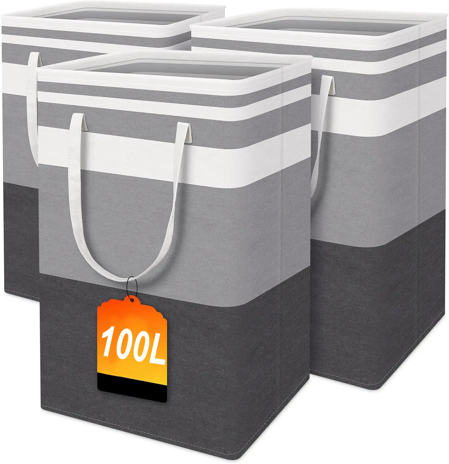100L large laundry basket bag waterproof independent laundry basket foldable high leg laundry basket with extended handle Cotton Metal Organiser Ultra-large Capacity #Summervibes