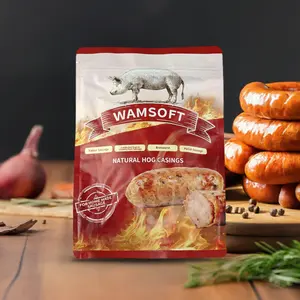 WAMSOFT Natural Salted Casings,total 4 packs, 2 lbs.  Pork/Hog Sausage Casing, Edible food/seafood casings