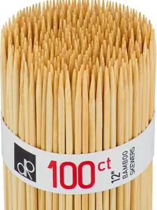 100PCS 12" Natural Bamboo skewer sticks for Eternal Roses, BBQ, Grilling, Kitchen Roasting， Marshmallows, Crafting, and Ribbon flowers, Wooden Sticks