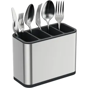 Waterproof Silverware Caddy Utensil Caddy Spoon Holder with 4 Divided Compartments, Sturdy Stainless Steel, Rust Proof