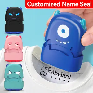 Custom Cartoon Baby Name Stamp Kit - Reusable for Cotton/Modal Clothes & School Bags, Non-Toxic Waterproof Ink Seal