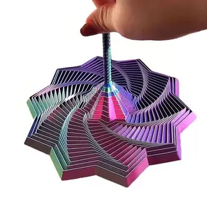 3D Printed Expanded Sensory Fidget Star(1-Piece), New Whirling Spiral Toy with Handle, Stress Relief Fidgeting, Satisfying Sight & Sound, Hypnotizing Visuals Fidget Toy Gift