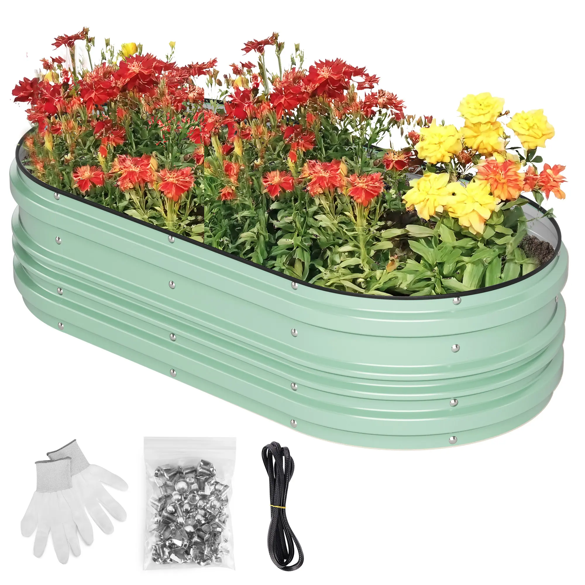 #summersale WORKPRO Galvanized Raised Garden Bed Set, Rust & Corrosion Protection, Easy Assembly, Safe Edge, Ideal for Vegetables & Flowers