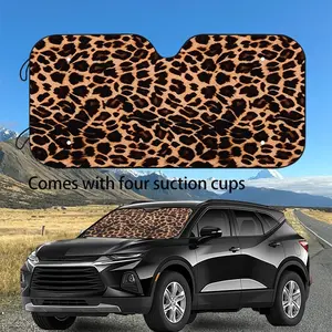 Leopard Print Car Sunshade, Summer UV Protection Windshield Cover, Heat Insulation Front Window Shade, Protects Car Interior