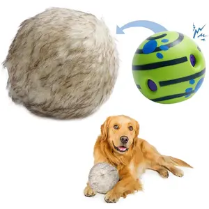 Wobble Giggle Ball Dog Toy with Fuzzy Fur, Funny Giggle Sounds When Rolled & Shaken, Battery-free for Endless Chasing Fun, Interactive Dog Toy to Keep Them Busy, Pet Toy for All Breeds Sizes