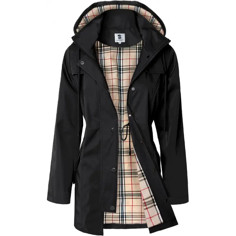 Women's Long Hooded Raincoat Outdoor Rainproof Windbreaker Clothes Womenswear