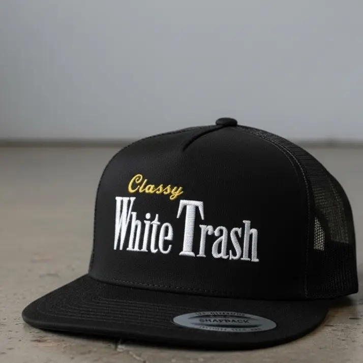 Classy White Trash Snapback Hat - One Size Fits Most, Casual Everyday Use, Timeless Design, Classic Snapback