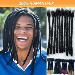 2025 New Arrivals 10 Strands/ Pack, Human Hair Dreadlock Extensions for Men/ Women- Full Hand-made Permanent Dread Locs Extensions Human Hair Can Be Dyed, Curled and Bleached