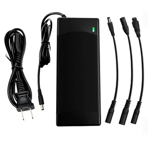 48V-54.6V3A ultra-fast charging electric bicycle power adapter, 48V lithium-ion battery electric scooter charger, DC5.5*2.5mm/2.1mm connector, equipped with three-pin different conversion interfaces Folding Escooter