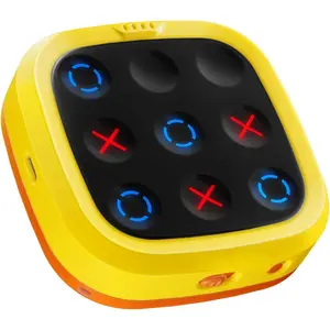 4-in-1 Handheld Tic Tac Toe Game Portable Electronic Board Games for Kids & Adults, Travel Games, Birthday Gifts, Yellow