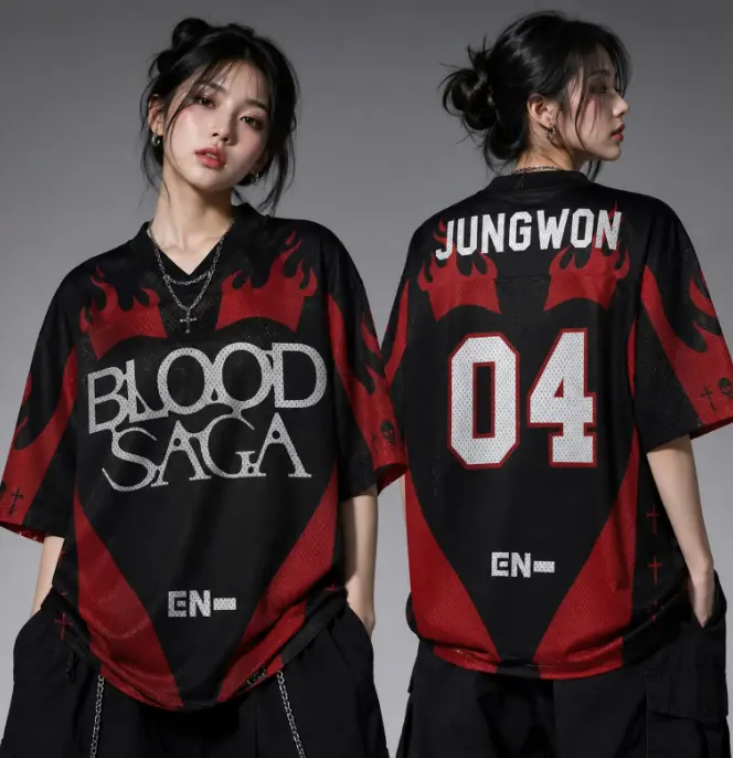 Kpop Boy Band Concert Outfit Baseball Jersey, Kpop Streetwear Croptop, Engene World Tour Merch Custom Kpop Jersey, Oversized Y2K Concert Top