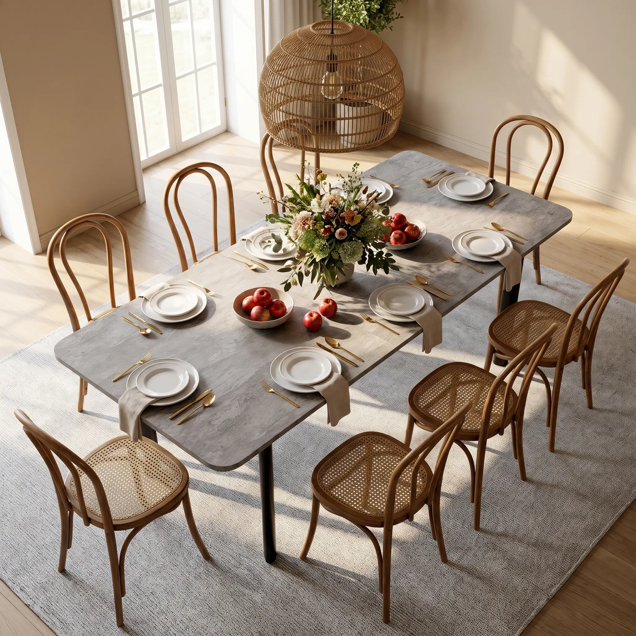 Modern Extendable Rectangular Dining Room Table for Homeowners - Premium Faux Stone Texture, 5-Leg Stable Base, Kitchen Furniture, Space-Saving Design, Anti-Collision Edges (Grey Stone Finish, 1 Extendable Table)