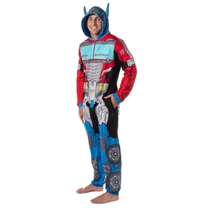 Transformers Men's Retro Character Union Suit One Piece Costume Pajama Outfit Optimus Prime Bumblebee
