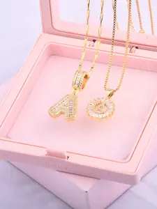 Initials Necklace with Box, Personalized Initial Necklace, 26 Letters Pendant Necklace for Women & Girls, Fashion Jewelry for Party, Daily Decor, Trendy All-match & Exquisite Jewelry for Birthday Gift, Modern Versatile Accessories