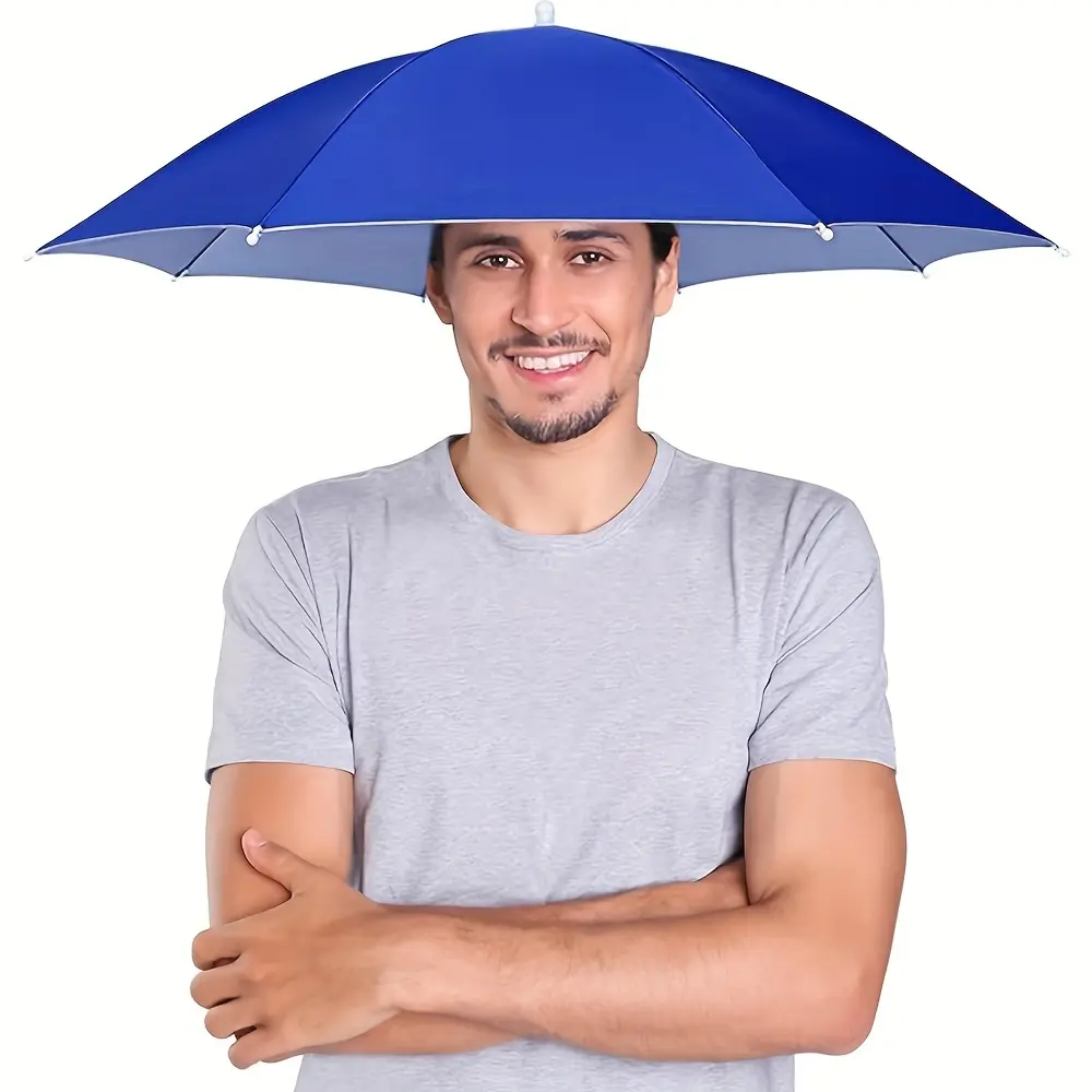 Hands-Free Wearable Umbrella Hat, UV Protection Foldable Head Umbrella, Sun & Rain Shield for Fishing, Hiking, Camping & Outdoor Work