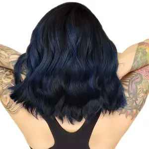 SummerVibes AISI HAIR Black Mixed Brown Short Wavy  with Bangs Bob Wavy Synthetic  for Women Natural Looking Heat Resistant Fiber Hair wig