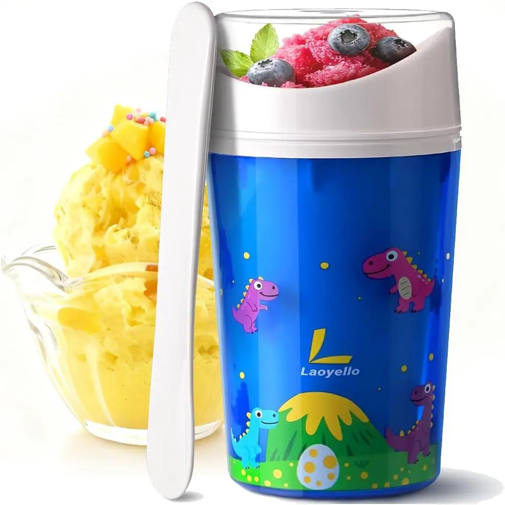 Unique DIY Slushie Cup,Quick Frozen Homemade Single-Serving Slushies,Magic Quick Frozen,Double Layer Squeeze Cup Slushy Maker for Kids Friends Family, BPA-free (Blue)