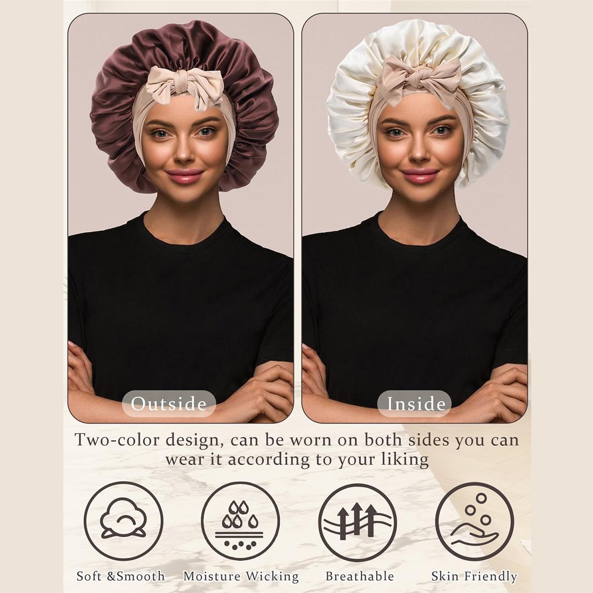 100% Mulberry Silk Bonnets for Sleeping Women Double Layer Hair Bonnet Natural Silk Cap with Elastic Tie Band Reversible Nightcap Gifts for Female 100% Mulberry Silk Bonnets for Sleeping Women Double Layer Hair Bonnet Natural Silk Cap with Elastic Tie Band Reversible Nightcap Gifts for Female