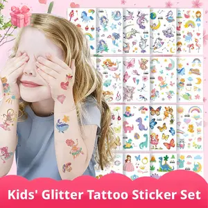 Waterproof Temporary Tattoos For Kids - 24 Sheets| Unicorns & Mermaids| Temporary Tattoo Sheets For Girls| Party Favor For Goody Bags| Cute Stickers, Non-Toxic, Skin-Safe*, Cosmetic-Grade