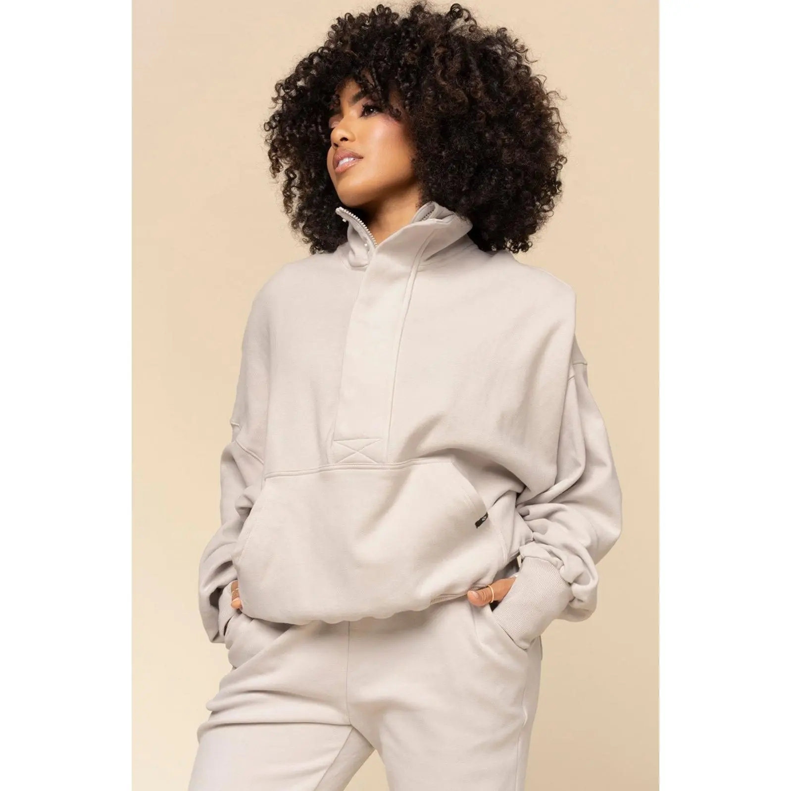 Ooey Gooey Half Zip Sweater - Silver Birch