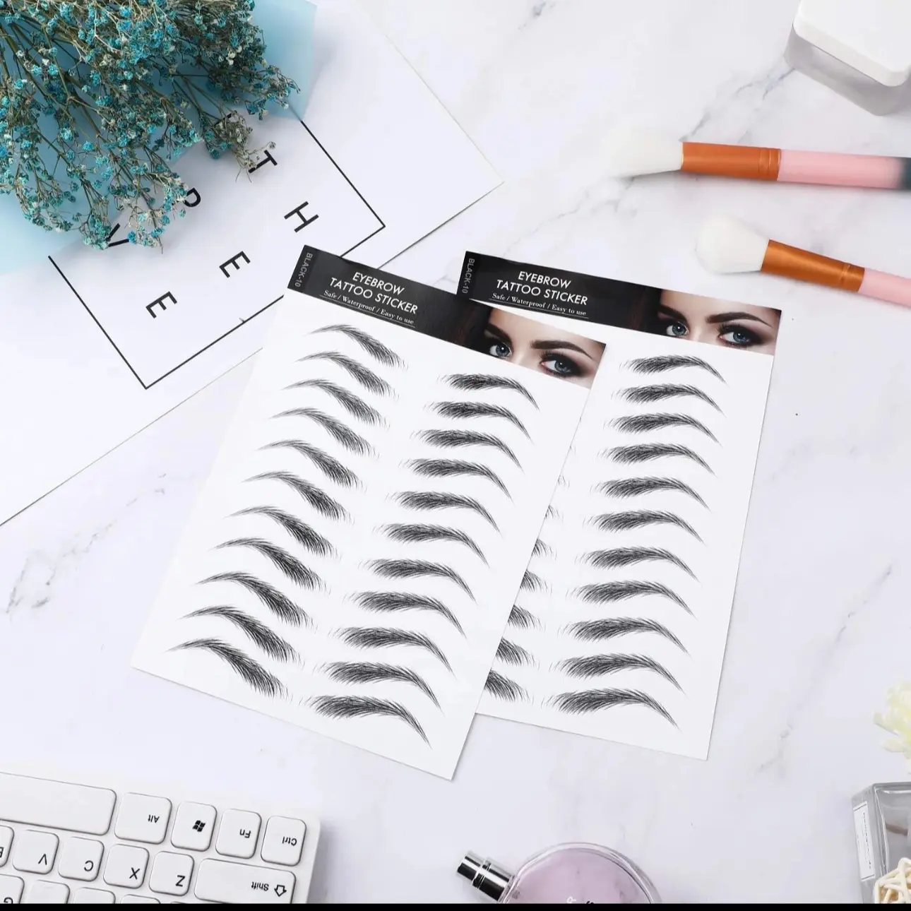 Eyebrow Stickers for a Natural Makeup Look - 10-Day Long-Lasting & Waterproof Temporary Tattoos for Easy At-Home Brows | Salon Quality Results, Eyebrows On Fleek, Art Paper, Humidity Resistant