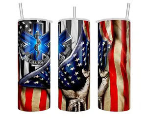 EMS Star of Life American Flag  Handmade Sublimation Tumbler