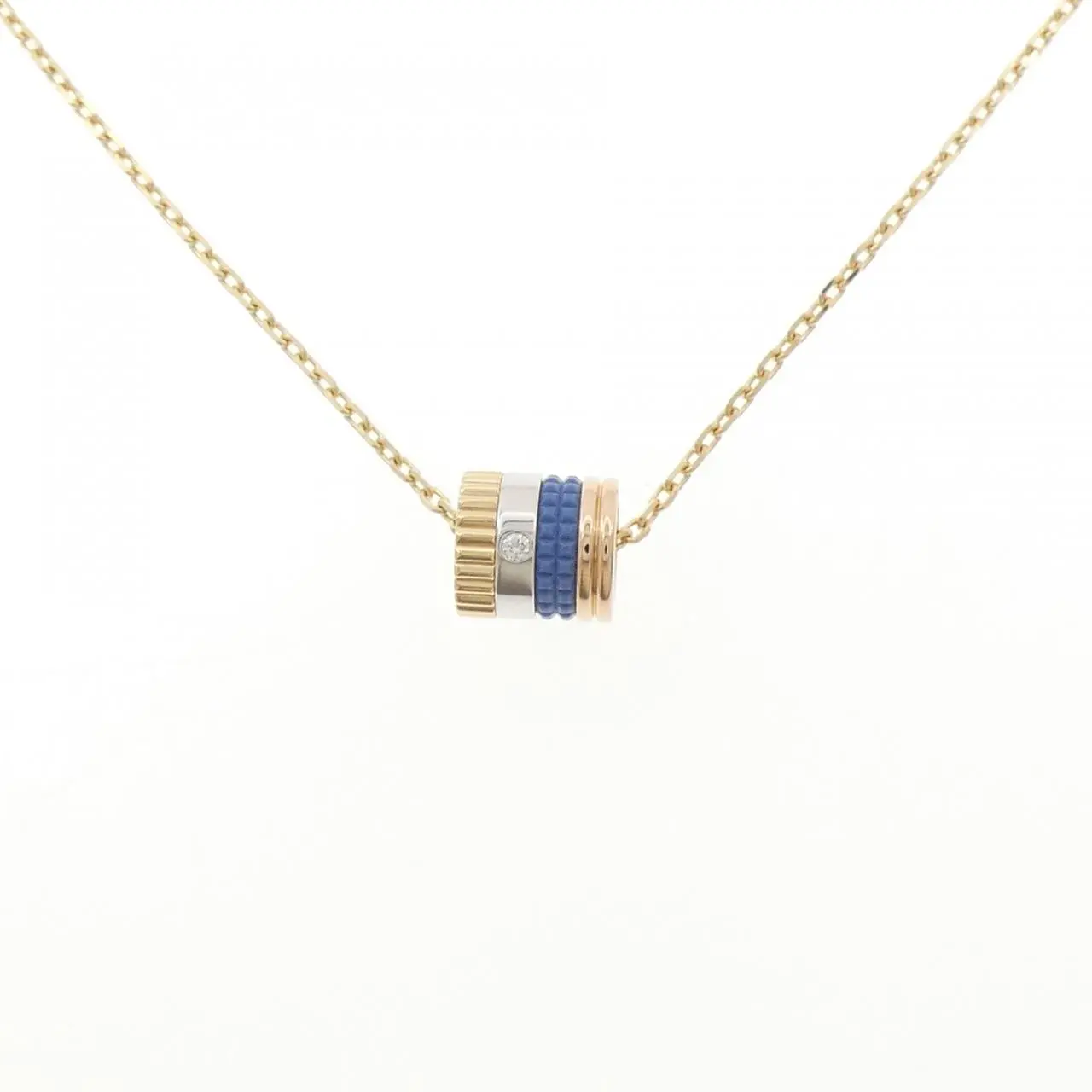 Boucheron Quatre Blue Small Au750 Three Color Gold Ceramic Diamond Necklace