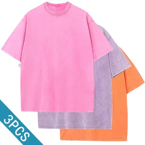 3-Pack Plus Size Unisex T-Shirts — Fitness Retro Heavyweight Pure Cotton Sports Acid Wash Loose Fit