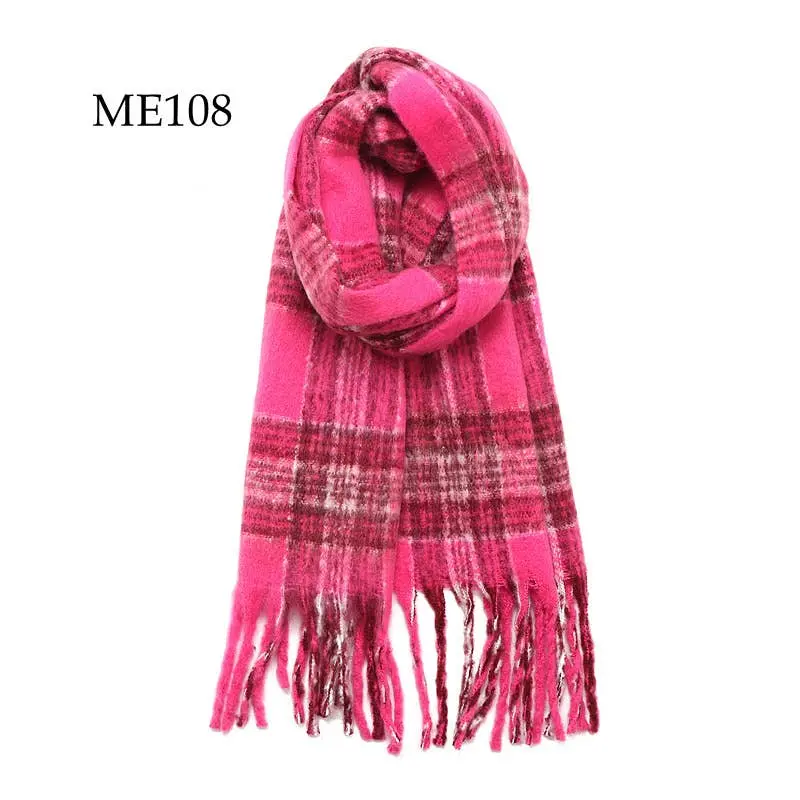 Soft Chunky Oblong Multi Color Plaid Fleece Scarf