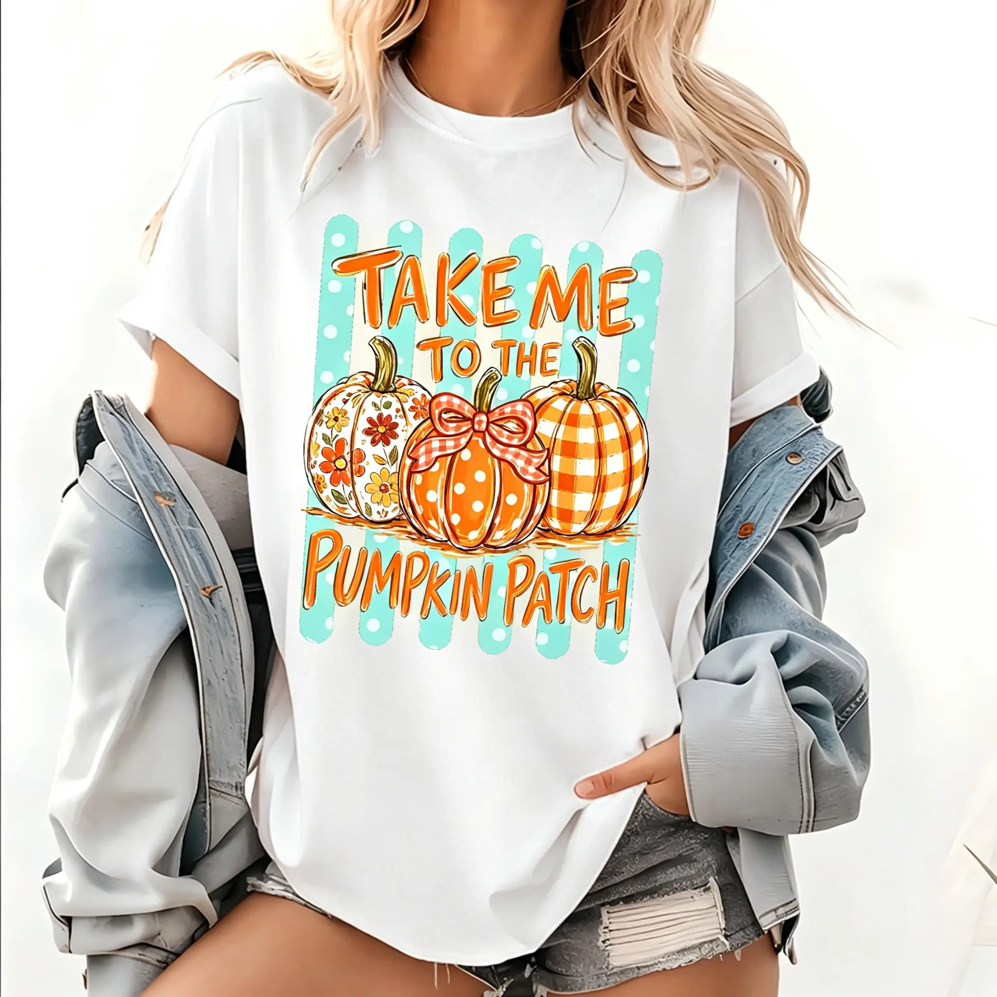 Take Me To The Pumpkin Patch T-Shirt, Cute Pumpkin Graphic Tee, Preppy Fall Shirt, Halloween Autumn Gift