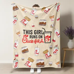 This Girl Runs On Chick-fil-A Theme Blanket,Perfect Gift for The Chick-fil-A Obsessed,Soft Warm Throw Blanket, Warm Nap Blanket for Home Office Travel Camping