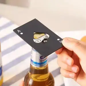 Stainless Steel Spades Bottle Opener with Playing Cards Design for Beer & Credit Cards - Smooth Kitchen Tool for Effortless Bottle Opening