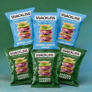 SNACKLINS Garden Variety Original & Ranch - Low Calorie Vegan Crisps Gluten Free, Grain Free Healthy Crunchy Puffed Snacks 3oz 6-Pack