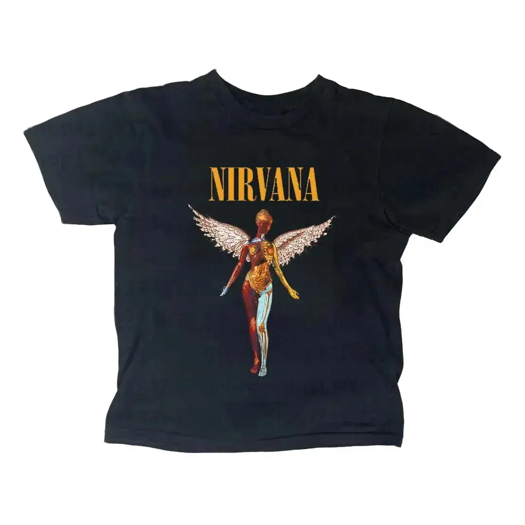 Nirvana Baby T-Shirt – Retro 90s Band Graphic Top Y2K Emo Punk Rock Baby T-Shirt Grunge Aesthetic Streetwear Fitted T-Shirt, Punk 2K Top, Gifts for Her, Clothing
