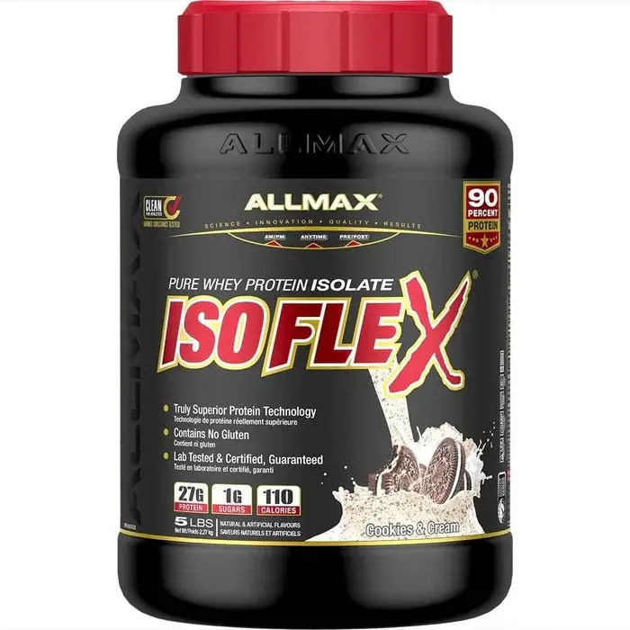 Allmax IsoFlex Whey Protein Isolate 27 Gms per Serving Gluten-Free Soy-Free Sugar-Free Fat-Free Kosher Certified Dietary Fitness Supplement - Healthcare