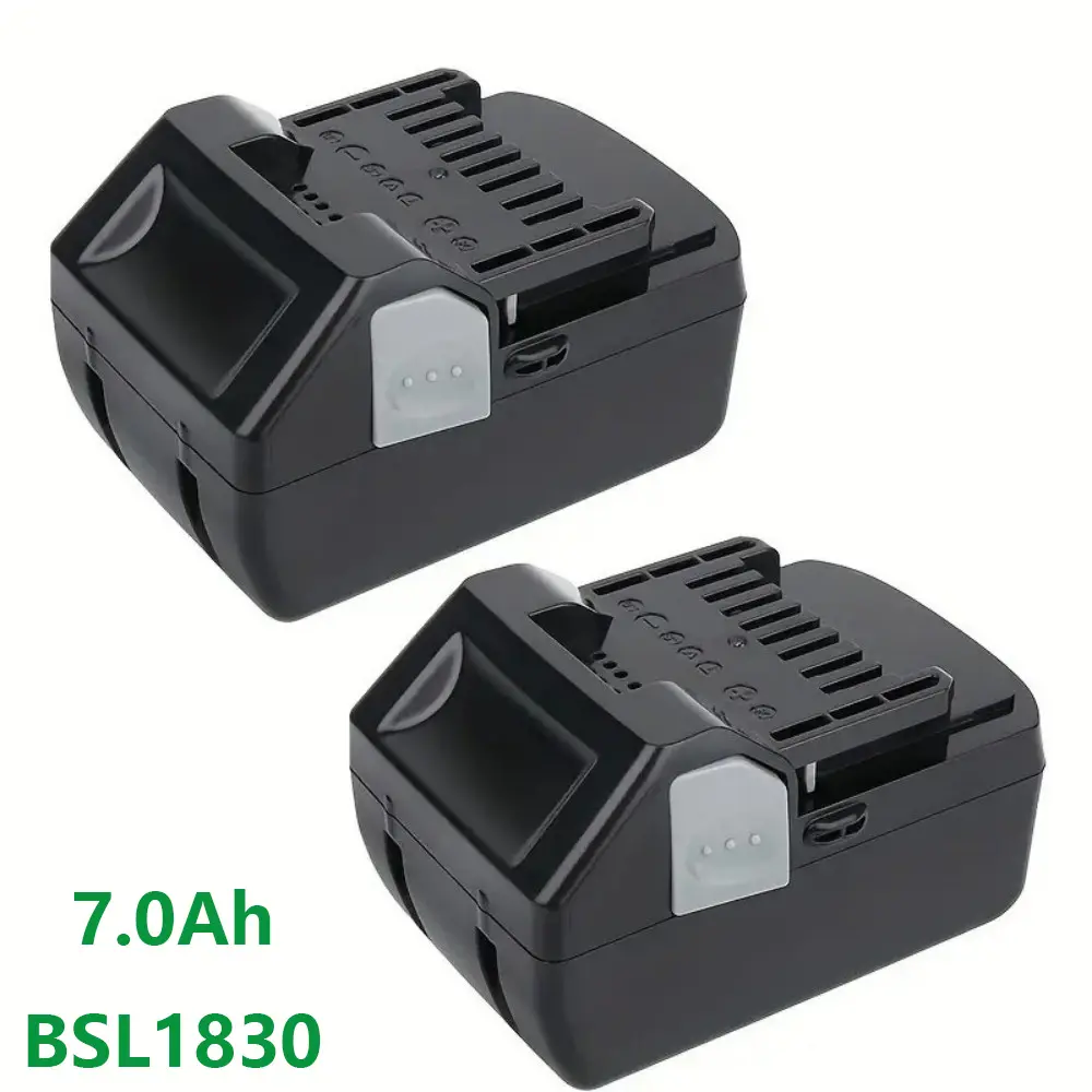 2-Pack 18V 7000mAh Li-Ion Lithium High-Capacity Compatible Replacement Batteries with Overcharge Guard for Hitachi BSL1815X, BSL1815S, BSL1830C, BSL1830, 339782, 330139, 330557 Slide-Style Power Tools Accessories