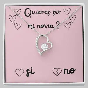 Collar de propuesta para novia, regalo con tarjeta "¿Quieres ser mi novia?". Jewelry necklace meaningful gift for girlfriend. a1