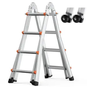 VEVOR Telescoping Ladder A Frame, TikTokShopBlackFriday, 15 FT Compact Aluminum Extension Ladder, Multi-Function Portable Collapsible RV Ladder, Telescopic Ladder for Homework Stairs Indoor Outdoor Roof, 330lb Load