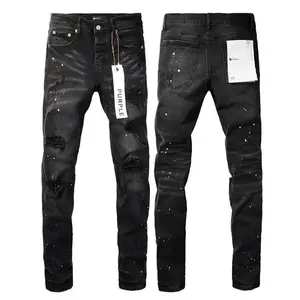 Jeans American High Street Paint Hole Black 9045 New Fashion Trend High Quality Jeans springtok Denim Fabric Smooth Stretch Trouser