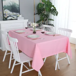 Pink Rectangle Tablecloth Wrinkle Free Waterproof Polyester Table Cloths Spillproof Heavy Duty and Washable Table Cover for Party, Banquet, Indoor and Outdoor-Square/Rectangular