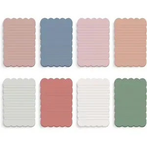 8-Pack Wavy Edge Sticky Notes Set, Rainbow Color Self-Adhesive, 240 Sheets, 10.16cm X 15.24cm, Ideal for School & Office Supplies