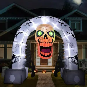 Outdoors 12FT Giant Halloween Inflatables Skull Archway